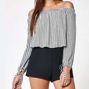 Pacsun Kendall & Kylie Off the Shoulder Gingham top